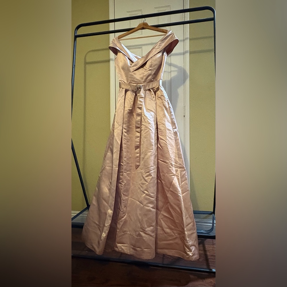 Elegant Satin Evening Gown with Belt #63